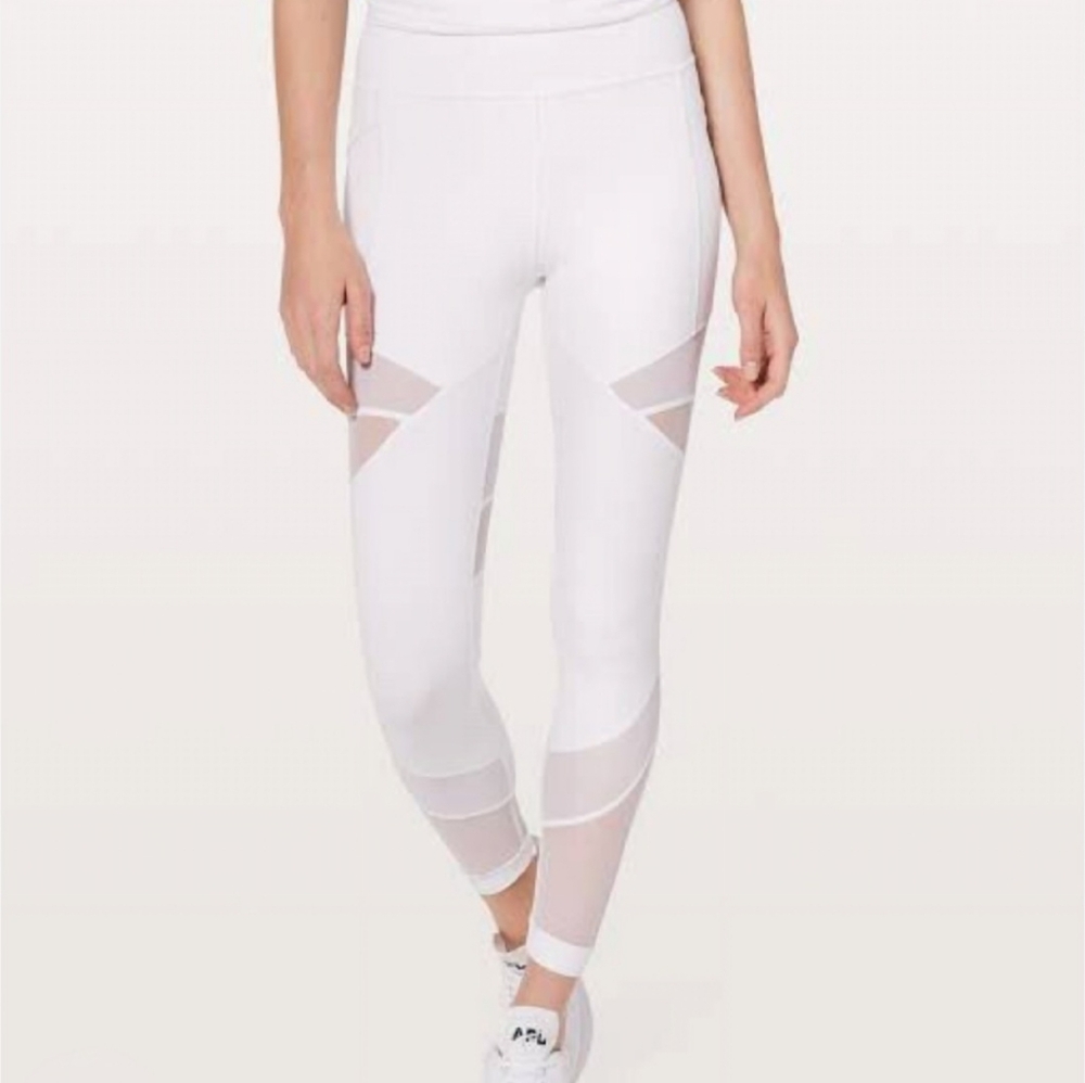 lululemon athletica White Leggings With Side Mesh Panels